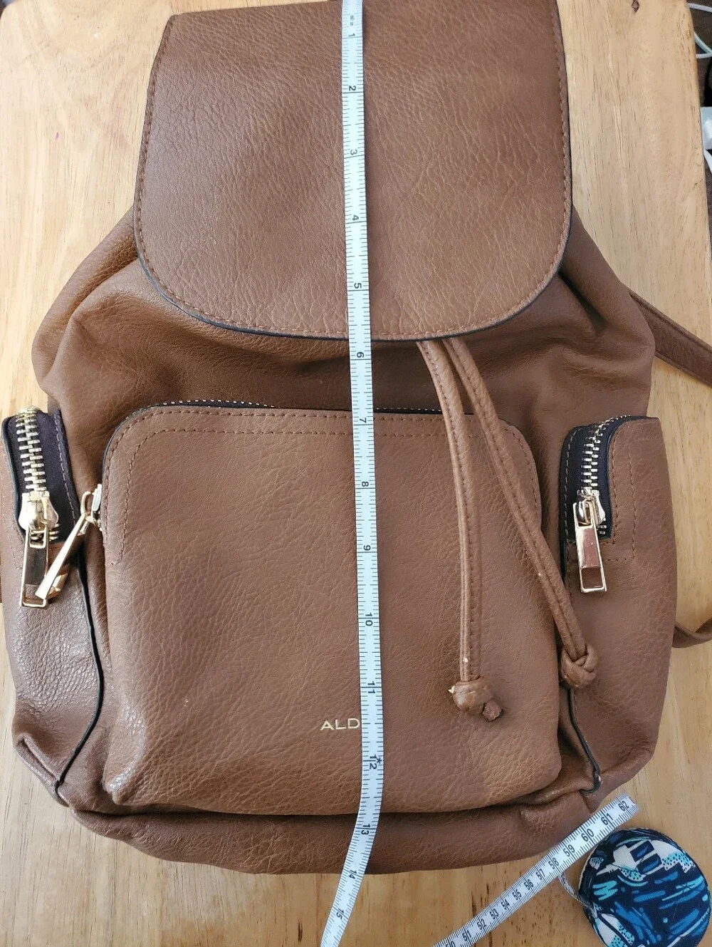 Aldo Tan Faux-Leather Strawstring Snap Backpack